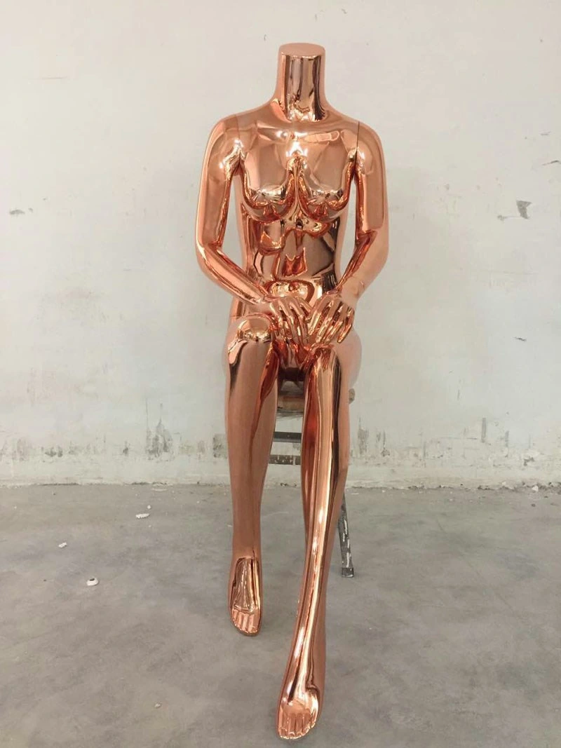 Rose Gold Glossy Headless Female Mannequin for Clothes Shop Display