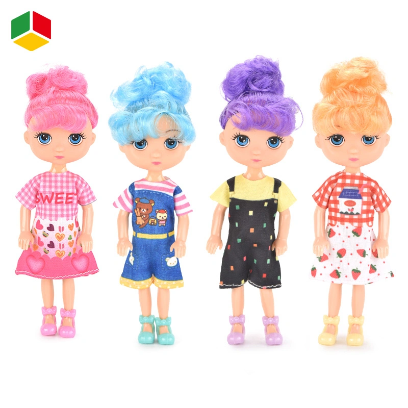 Qstoys New Plastic Safe Cute 5 Inch Small Doll Girl Gifts Toy Mini Dolls Toys for Girls