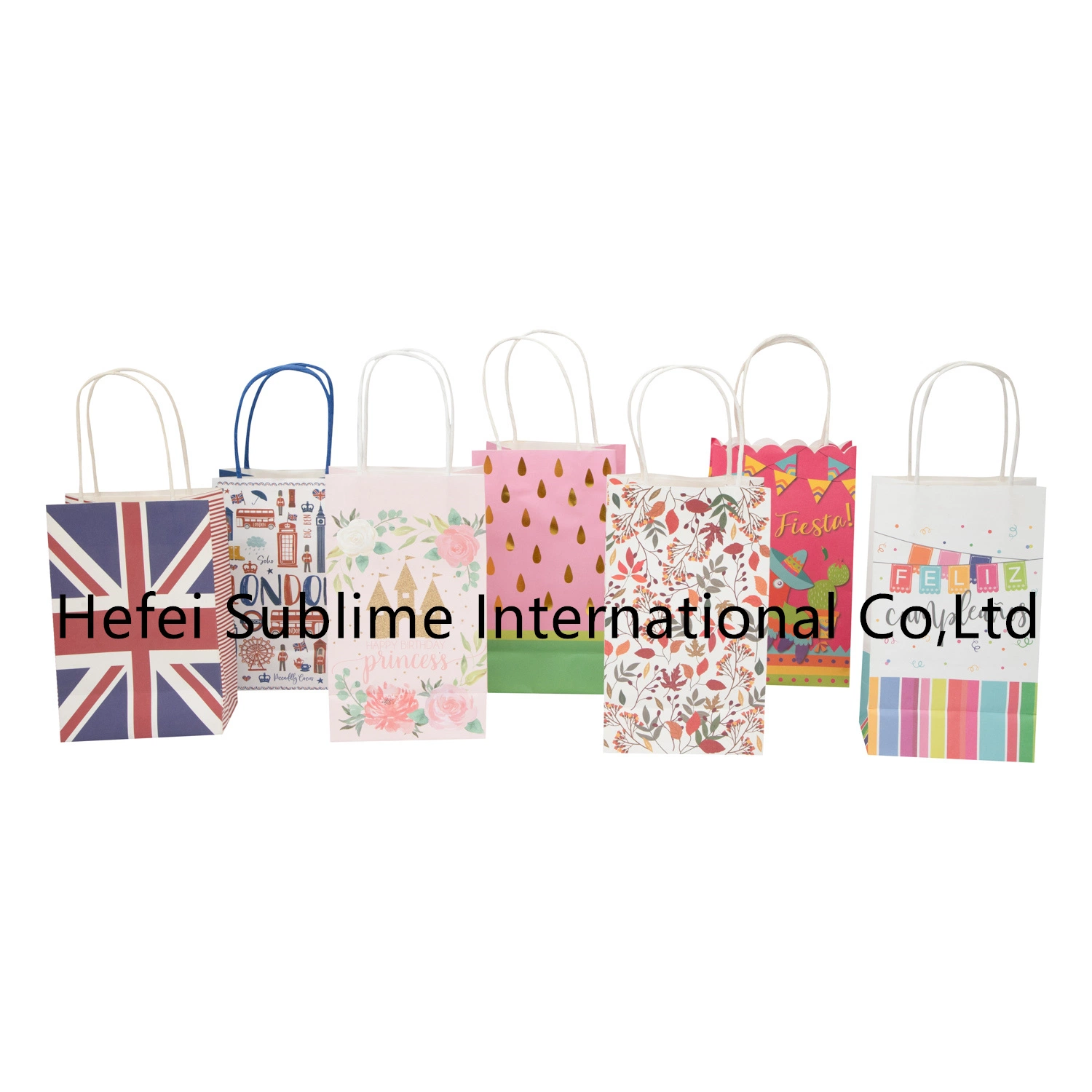 Brown Kraft Paper Gift Bags with Scratch Paper Panel Rainbow Gift Bags