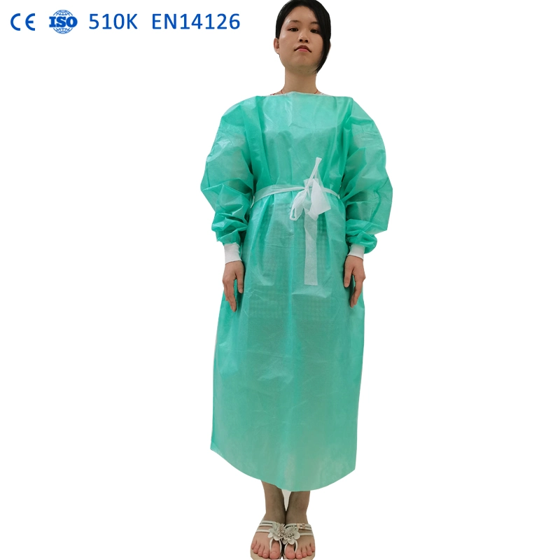PPE Disposable Gowns PP PE CPE Nonwoven Fabric FDA 510K Gown Disposable Isolation Gown 30 35 GSM Lightweight Lab Coats En 14126 AAMI Level 2