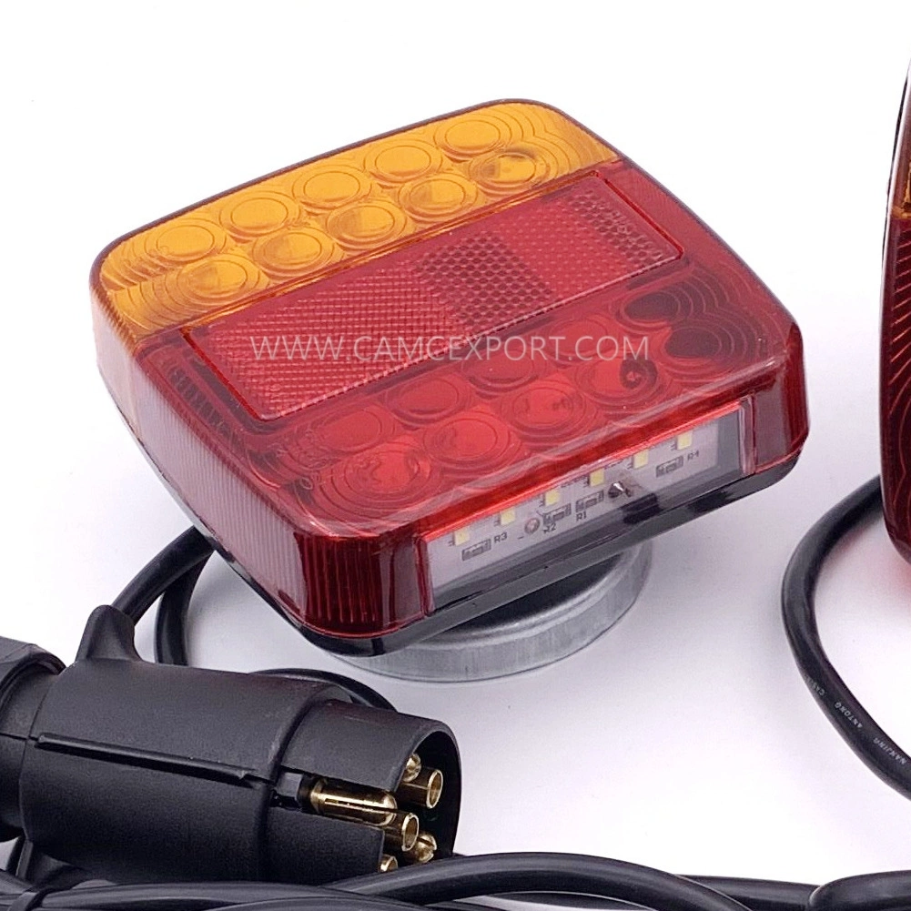 HOT New 20LED square red and yellow trailer car tail light with magnet 7-pin plug