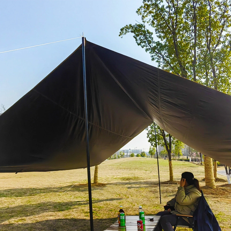 210d tela Oxford Camping al aire libre Plaza de la cola negra Canopy Camping, además de la lluvia de color caqui y protección solar gruesa