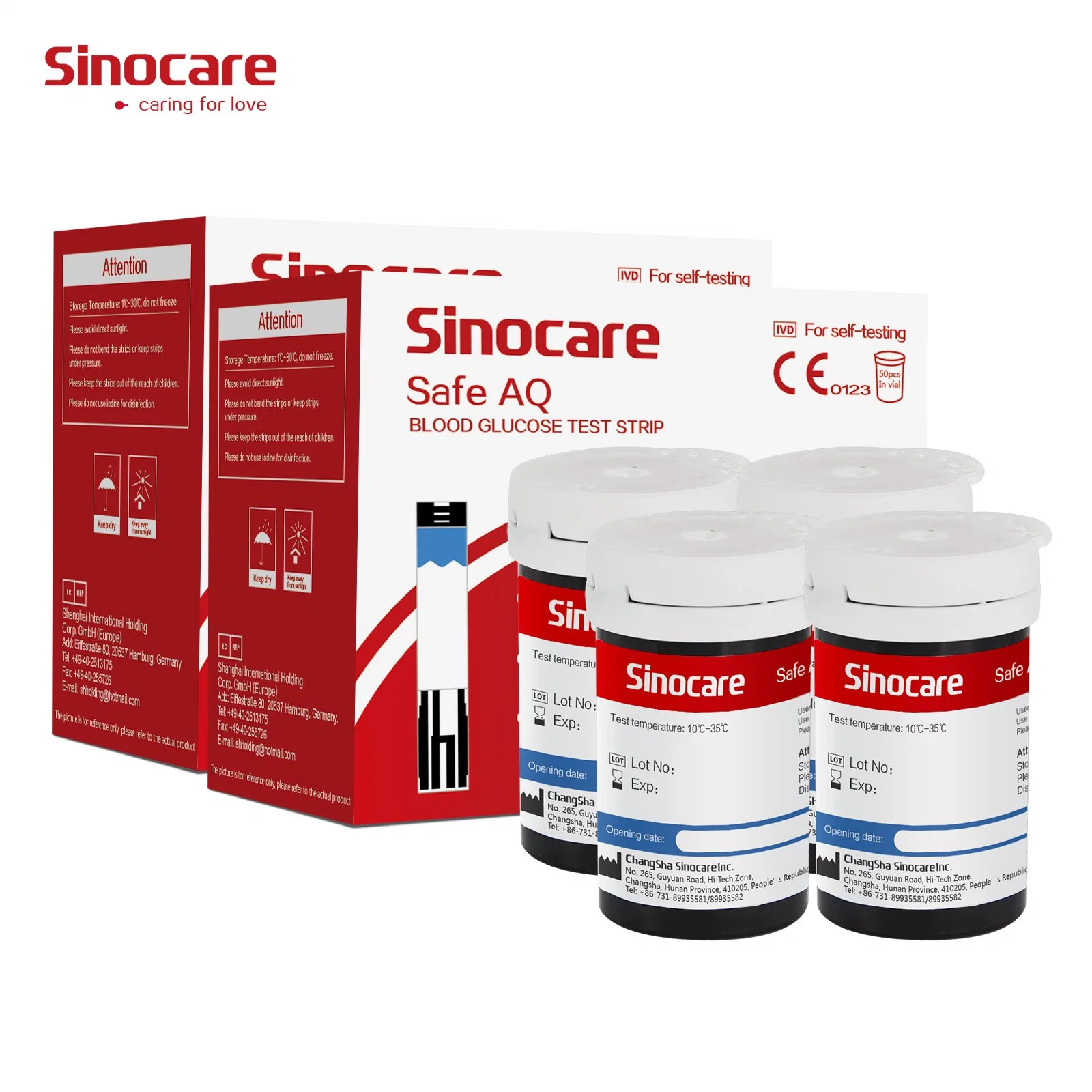 Compteur de glucose de sang Sinocare glucomètre Bandelettes de test Code libre les bandelettes de test sur le diabète Blood Glucose Test Strips