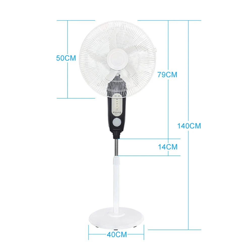 Ventilateur solaire 16 pouces 12 V CC alimentation solaire c.a. Ventilateur rechargeable Prix pas cher Stand ventilateur solaire avec panneau et Voyant LED