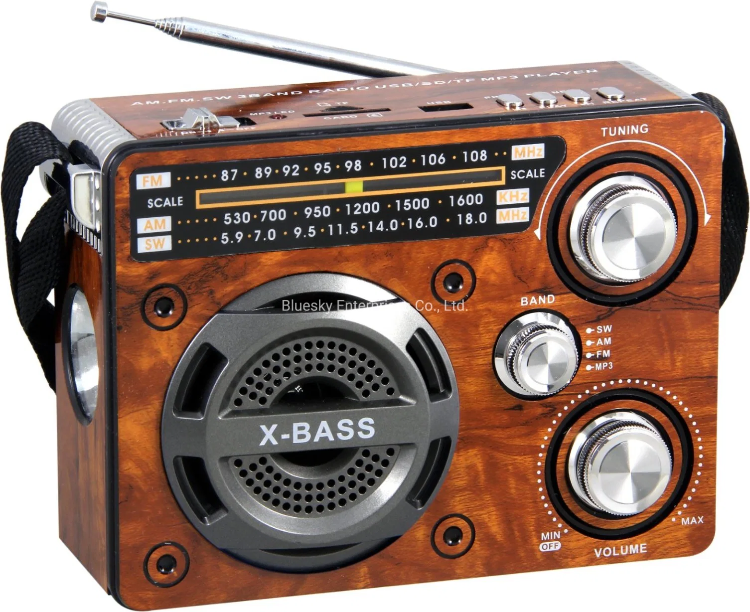 Tw 249LED Newest Arrival Built-in Powerful FM/Am/Sw 3band Radio with LED Light USB TF MP3 Music Player FM Radio