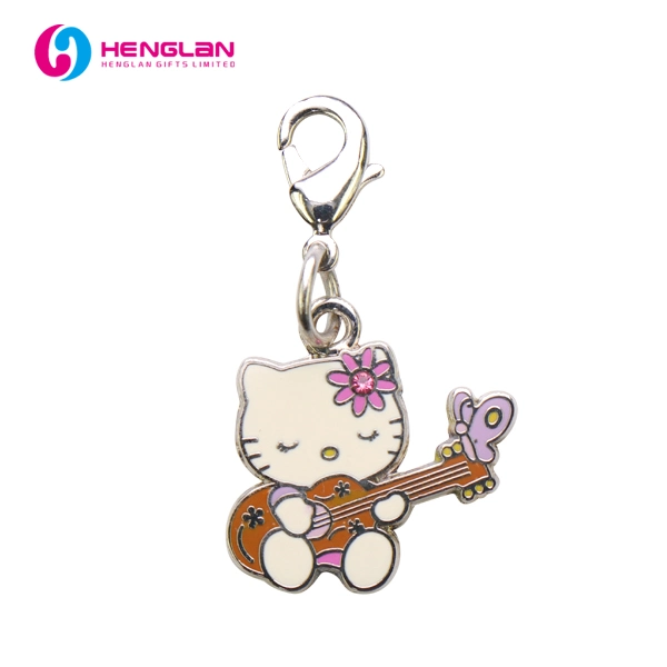 Fancy Enameled Alloy Hello Kitty with Crystal Pendant Charm Accessory