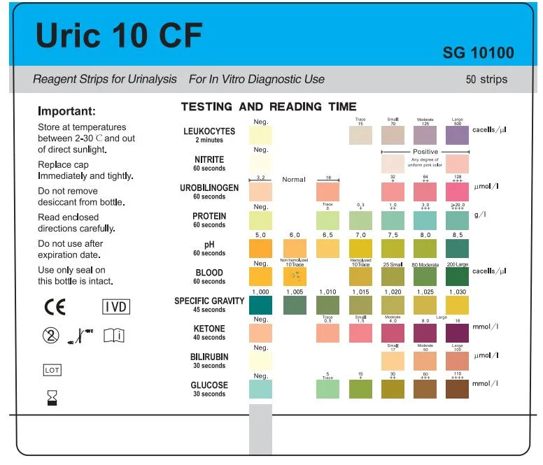 Kits de tests de diagnostic médical 14 Paramètres urine calcium urine Test Bande