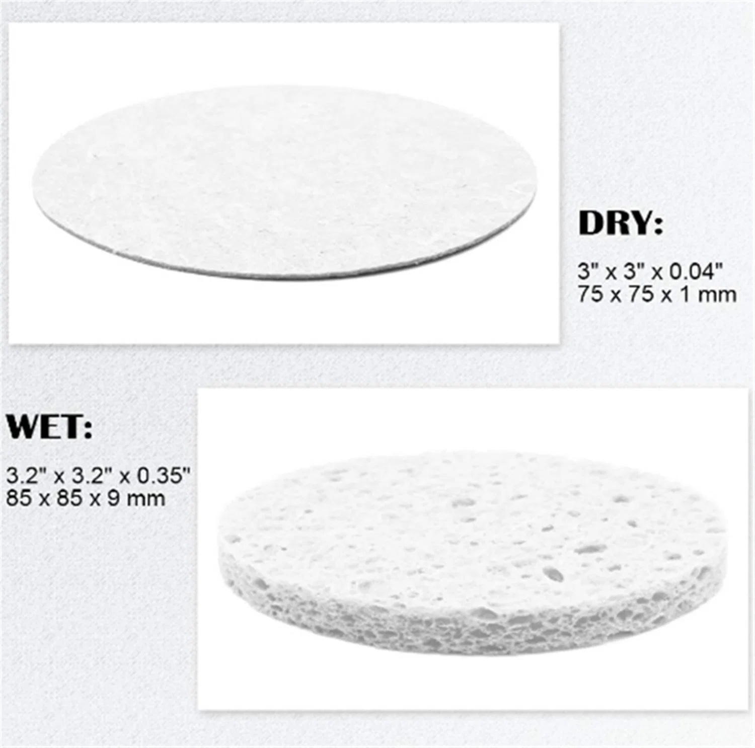 Round Soft Compressed Custom Thickness Facial Cleaning Cellulose Sponge