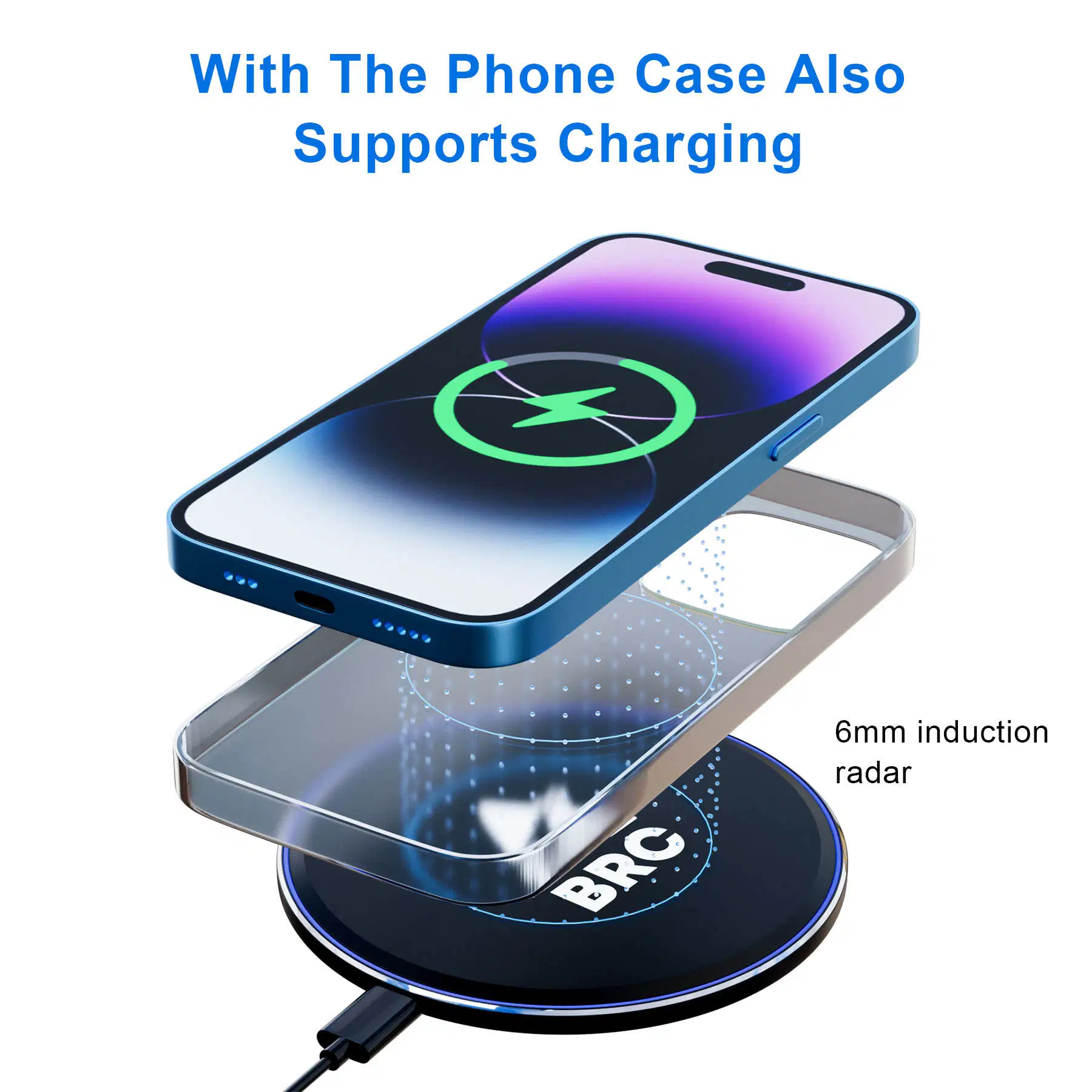 Wholesale/Supplier Price Customized Lighted Logo Fast Charging Mobile Phone Fast Wireless Charger