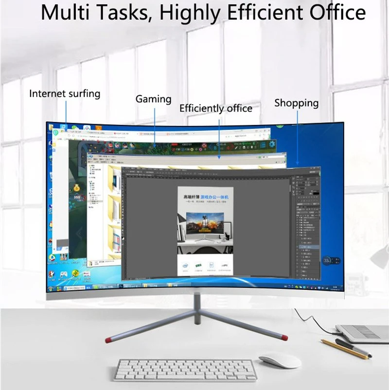 Curved Screen Desktops Full Set of All in One Computer