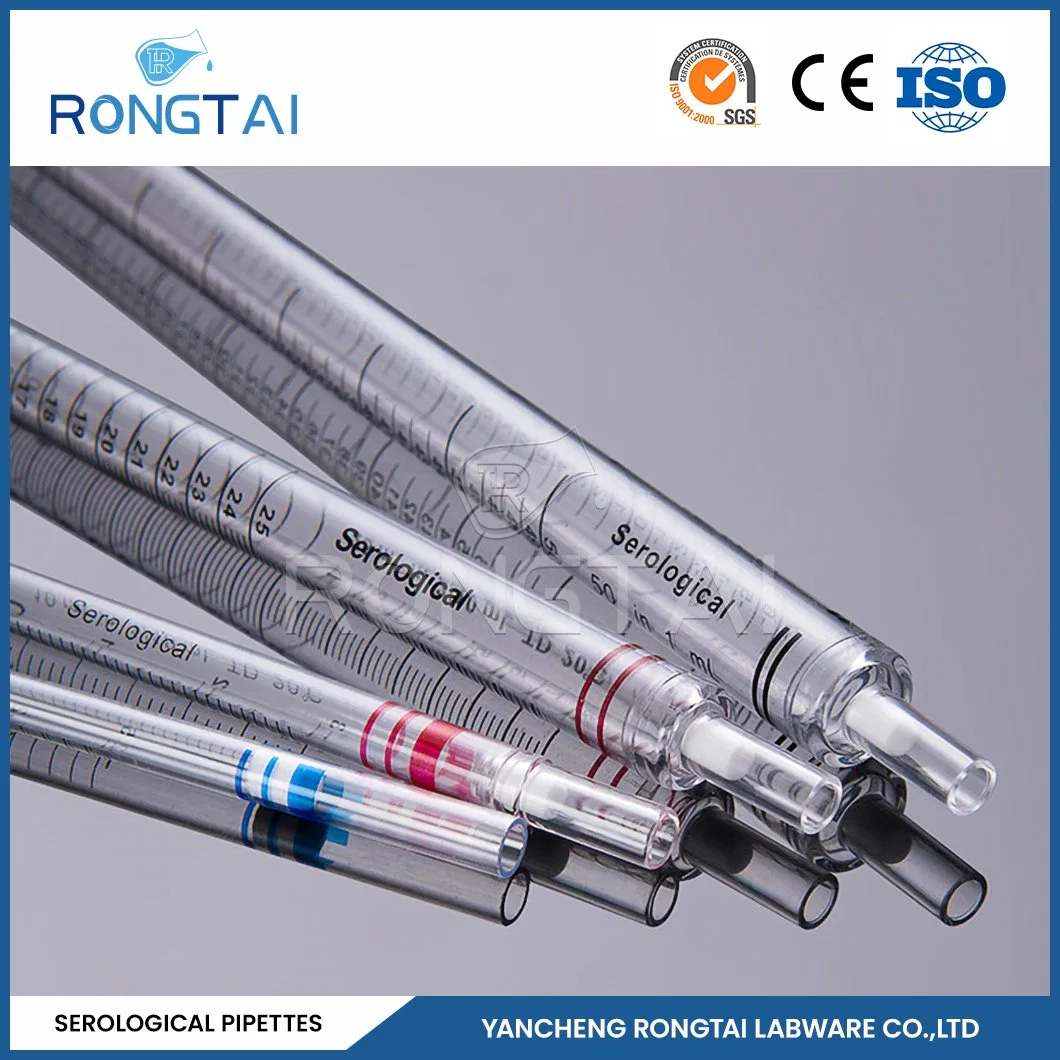 Rongtai High-End Laboratory Plastic Ware Fabricators PS 10ml Serological Pipettes China 25ml 50ml 100 Ml Serological Pipette