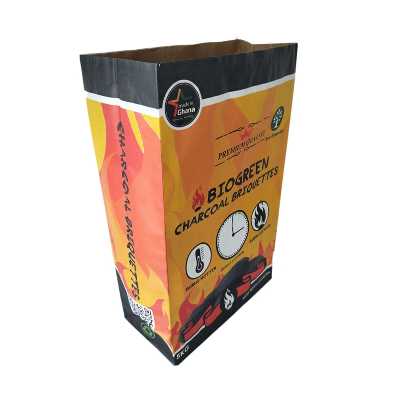 4kg 5kg 11lbs Kraft Paper Bag for Hardwood Lump Charcoal Paper Bag Coal Briquette Packaging Bag