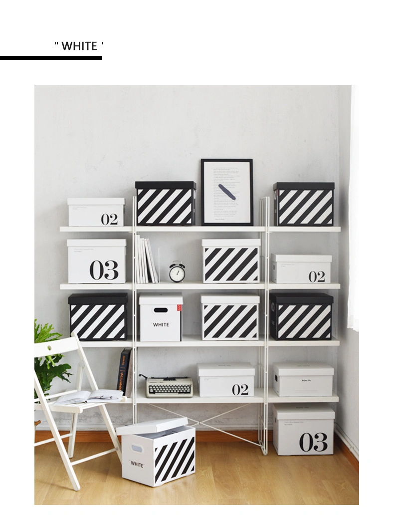 Creative Design Covered Paper Storage Boxes Simple Storage Organizer Stripe Carton Storage