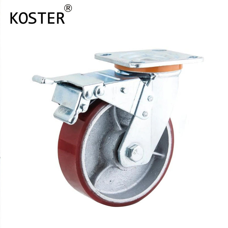 Manufacturer 3 Ton PU Iron Injection Adjustable Industrial Caster Wheels