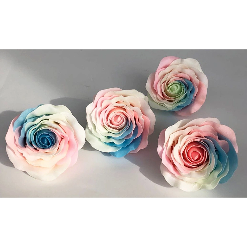 Handmade Rainbow Rose Mixed Color 8cm Artificial Flower Soap Roses Head