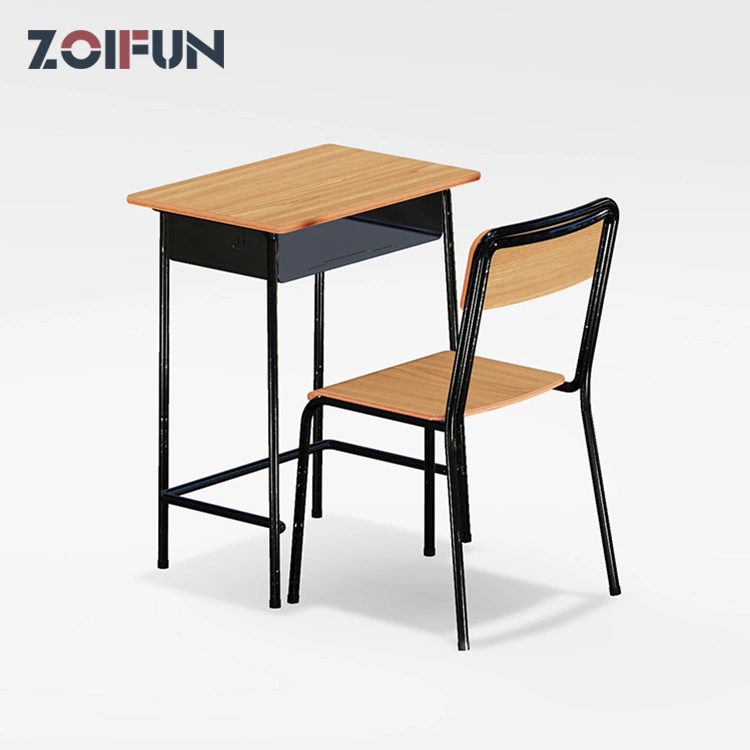 MDF HPL Melamine Classroom University School Wooden Chipwood Student Simple Classic Metal Desk