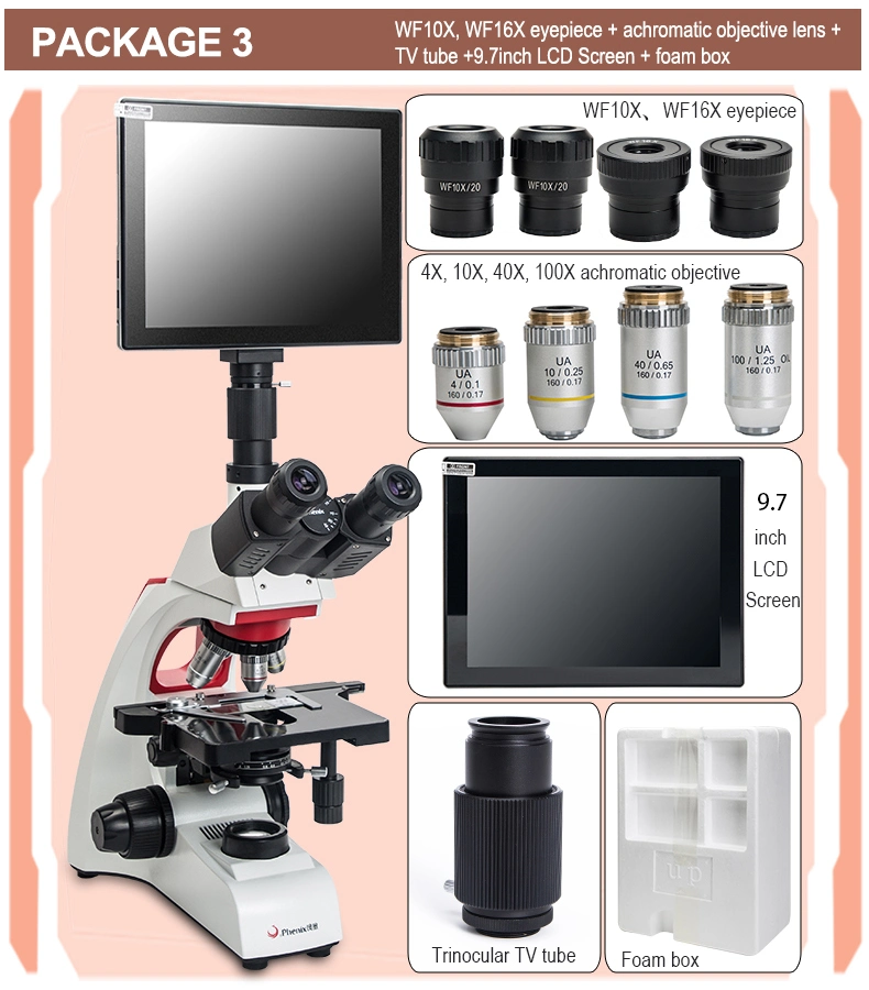 Intelligentes und intelligentes digitales Mikroskop Biologische Trinokular mit Kamera und Tablet