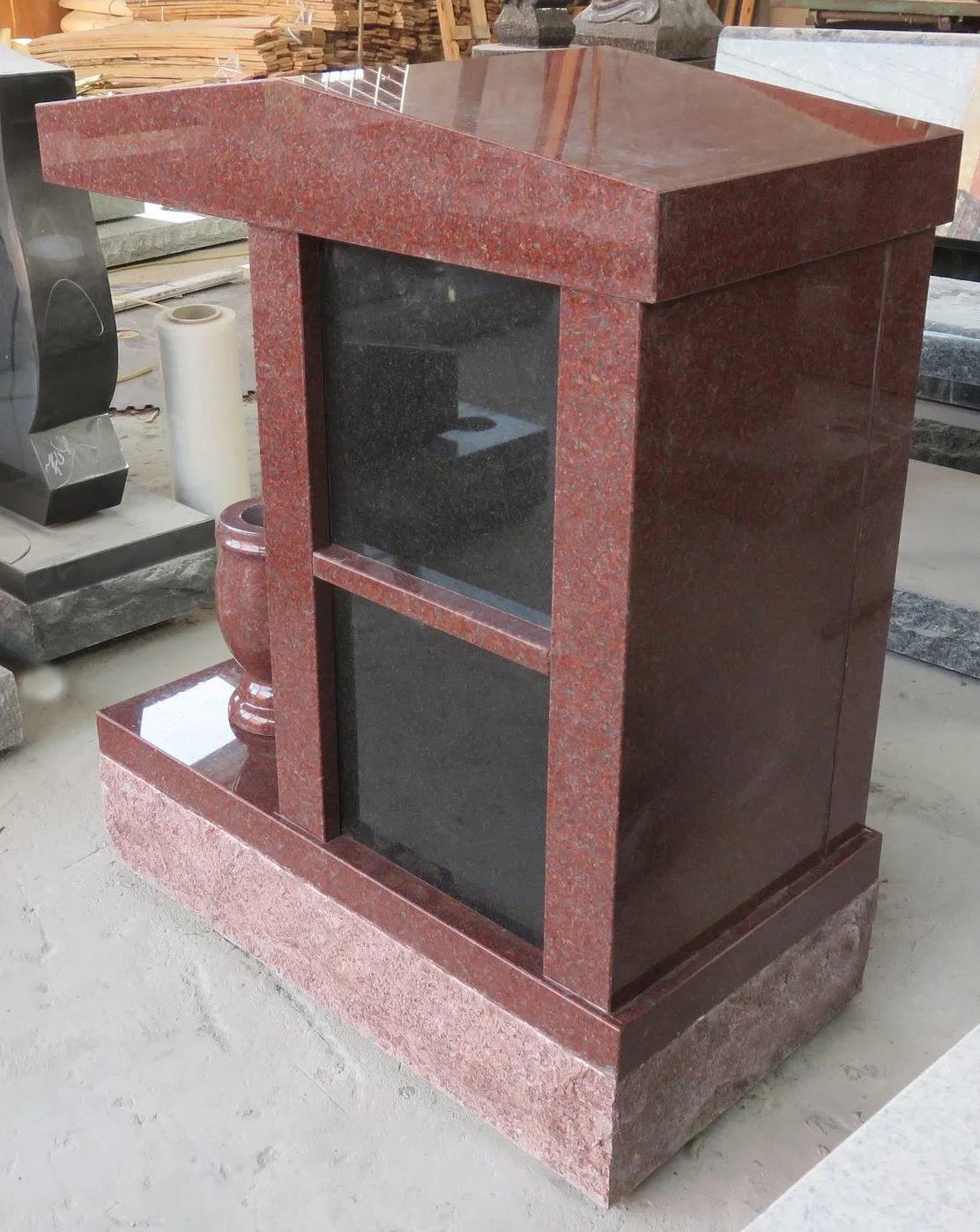 Indian Red Granite Memorial Mini 2 Niches Columbarium for Cemetery