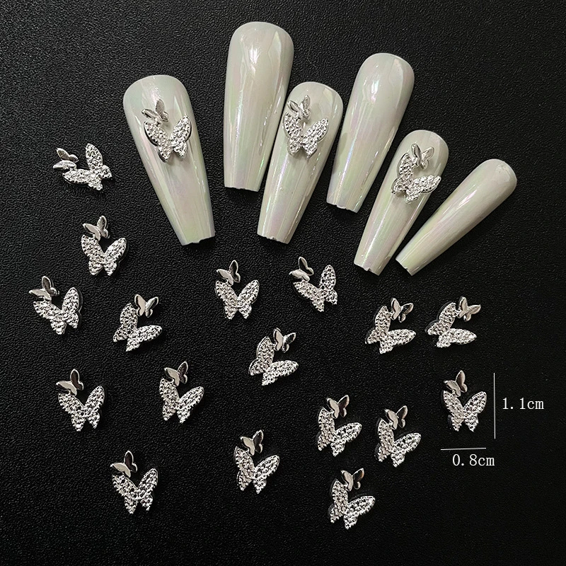 Cuenco Electro-plated de Mariposas de Doble capa de Oro Plata brillante Joyas de uñas