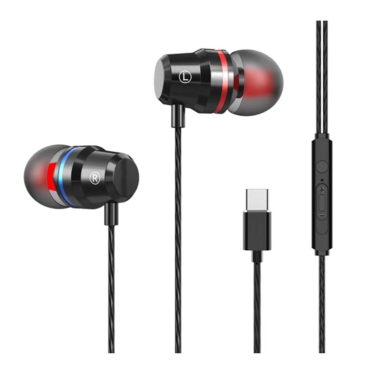 La alta calidad de tipo C Auricular metálicos para teléfono móvil USB Auriculares Manos Libres Plug C