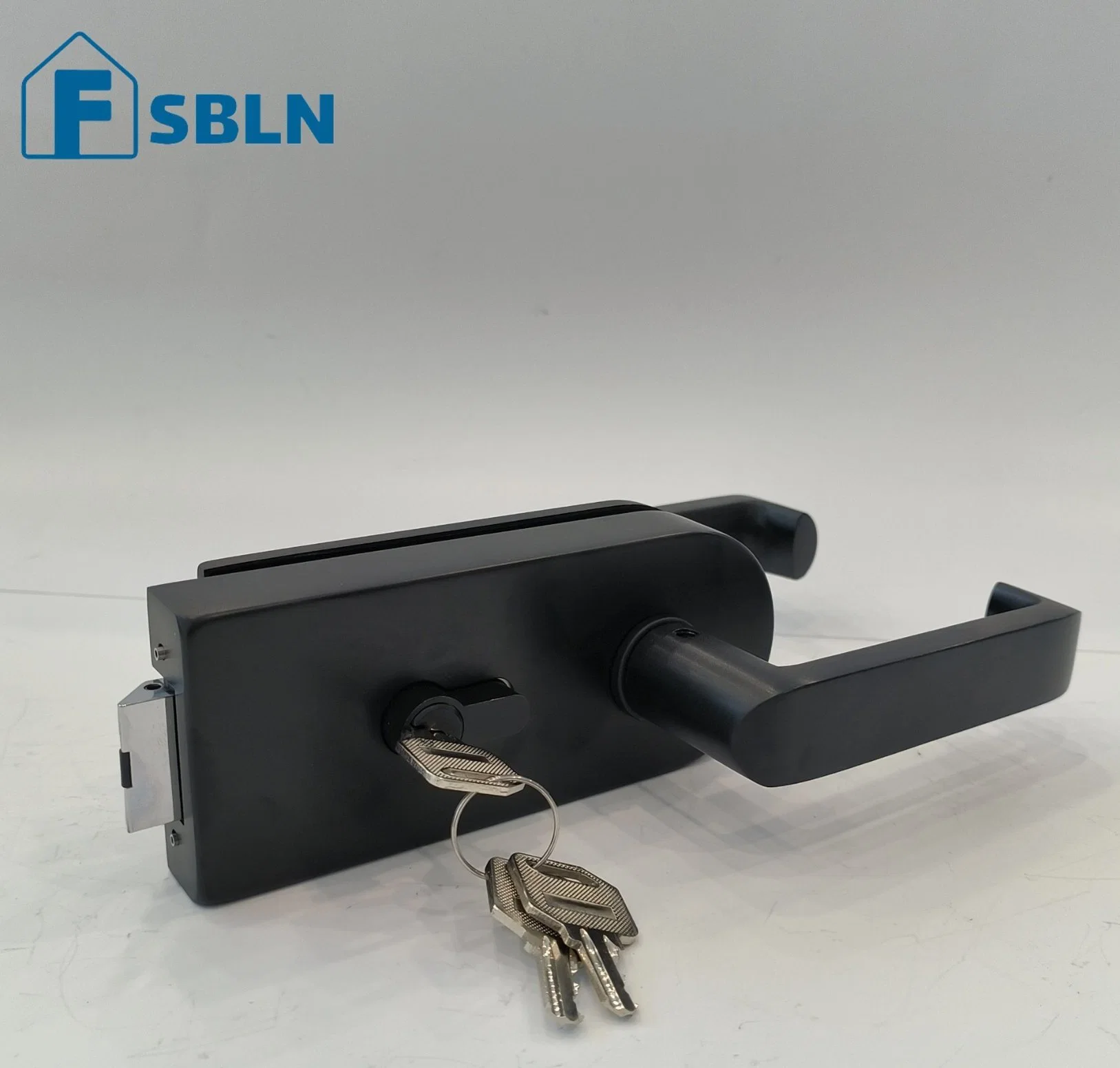Zinc Alloy Keylock Office Toughness Glass Door Lock with Handle with Cylinder