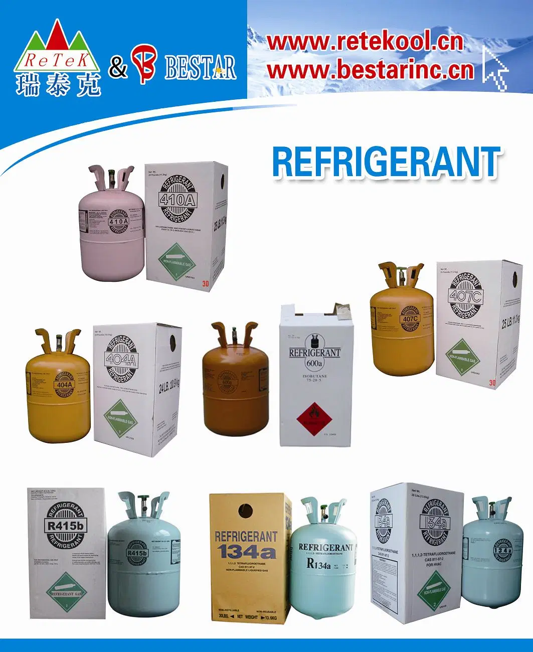 Auto Air Conditioner High Pressure Refrigerant 100% Pure Gas (R410A)