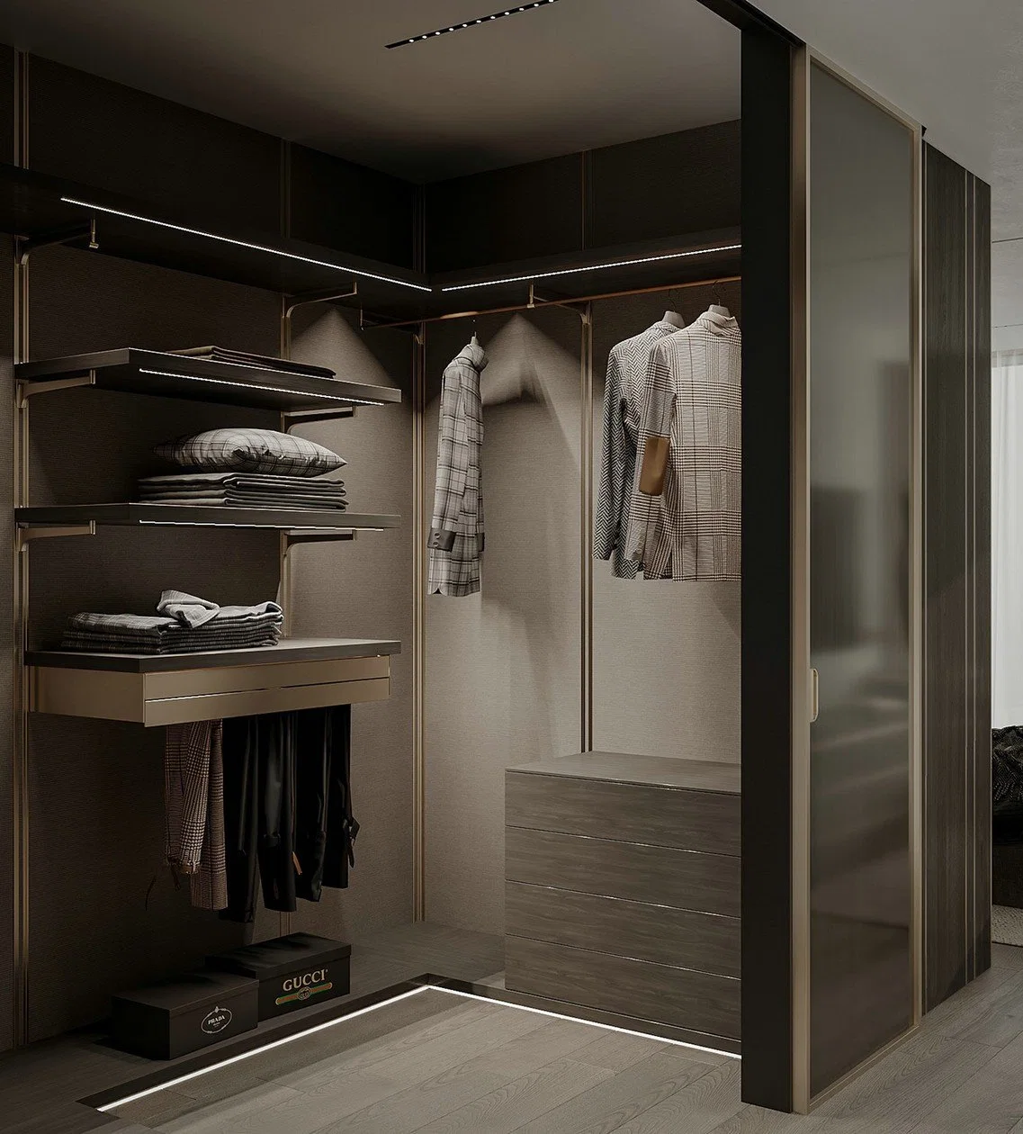 Nuevo diseño moderno con doble puerta corrediza de madera maciza MDF armario dormitorio establece