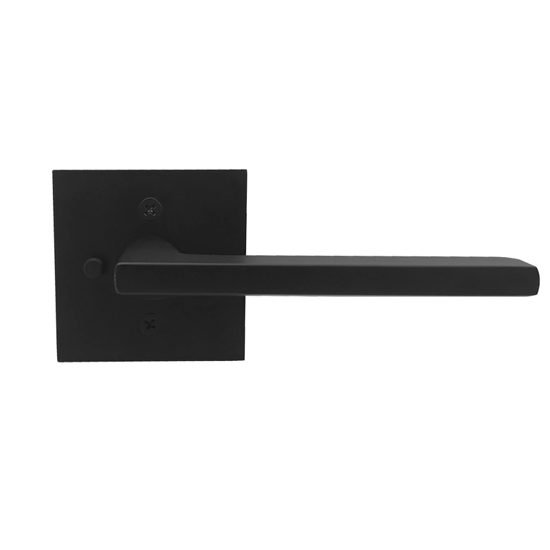 Matte Black Quick Set Privacy Function Square Rosette Lever Door Handle