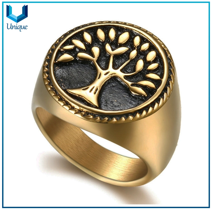 Großhandel/Lieferant kostenlose Probe Eule Hip Hop Fashion Finger Ring, 3D Antike Gold Edelstahl / Zink-Legierung Metall-Ring