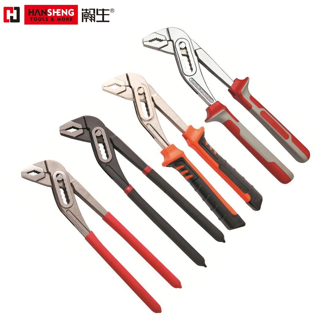 Professional Hand Tool, Made of Carbon Steel, Chrome Vanadium, Hardware, Polished, Black, Chrome Plated, Nickel Plated, Water Pump Pliers with Dipped Handle