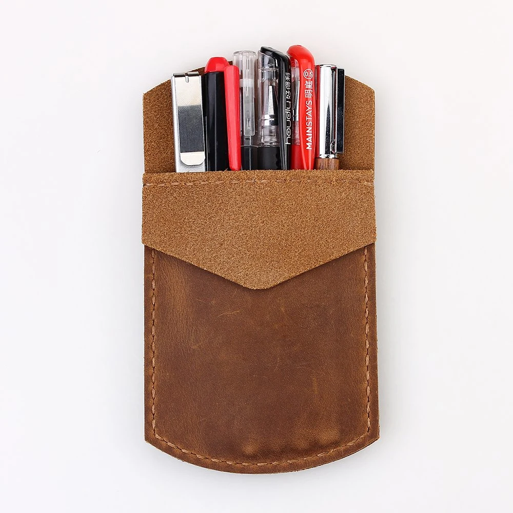 Packaging Storage School Stationery Handmade Pocket Leather Bag for Packing Pen Pencil