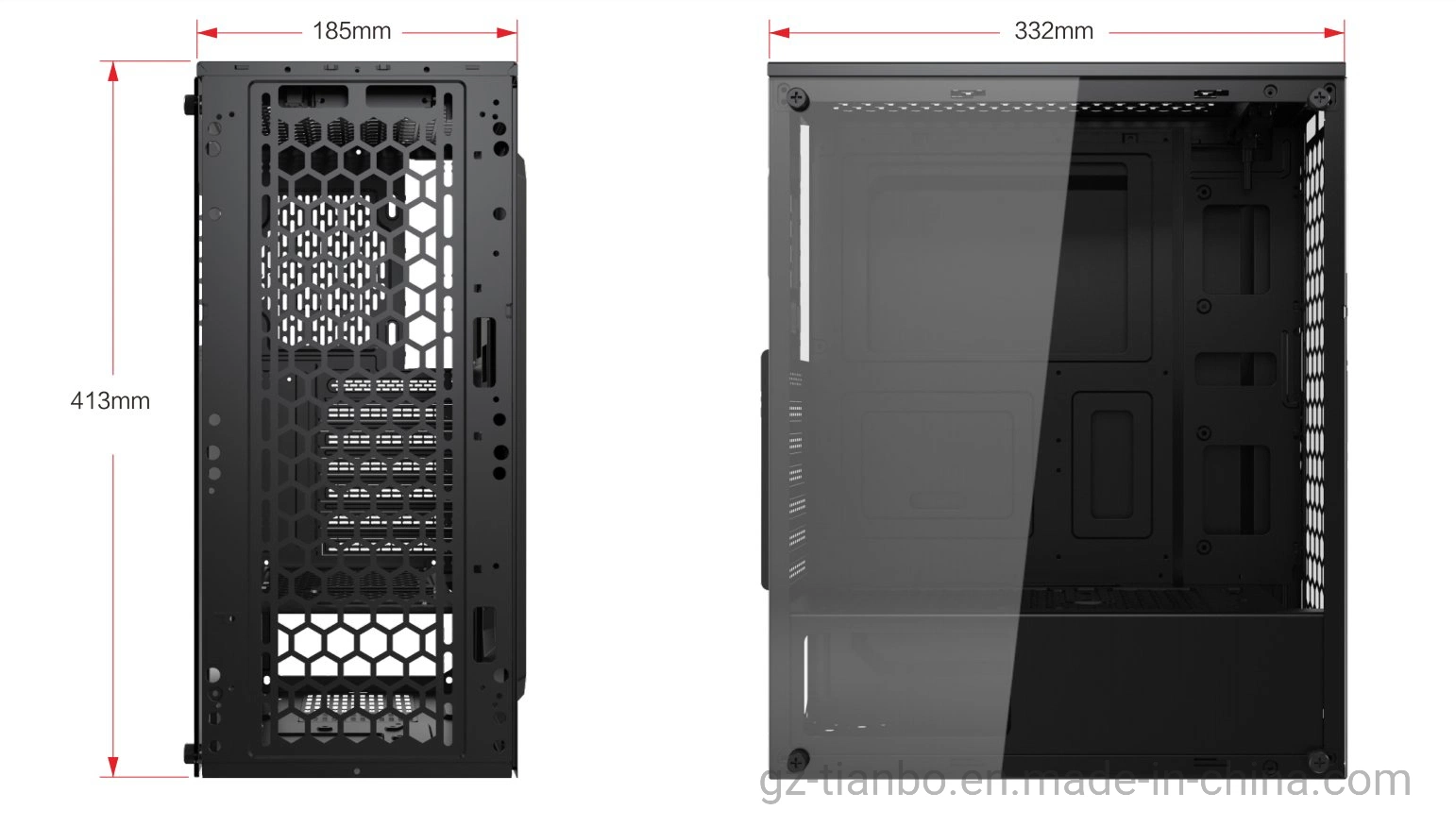 RGB-Lüfter Gaming Heißer Verkauf ATX Gaming-Gehäuse Computer-Teile Computer-PC-Gehäuse mit großem gehärtetem Glas Design G50 Modell