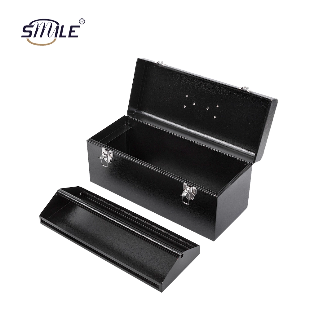 Smile Multifunctional Black Metal Hardware Toolbox with Safety Lock Custom Metal Tool Case