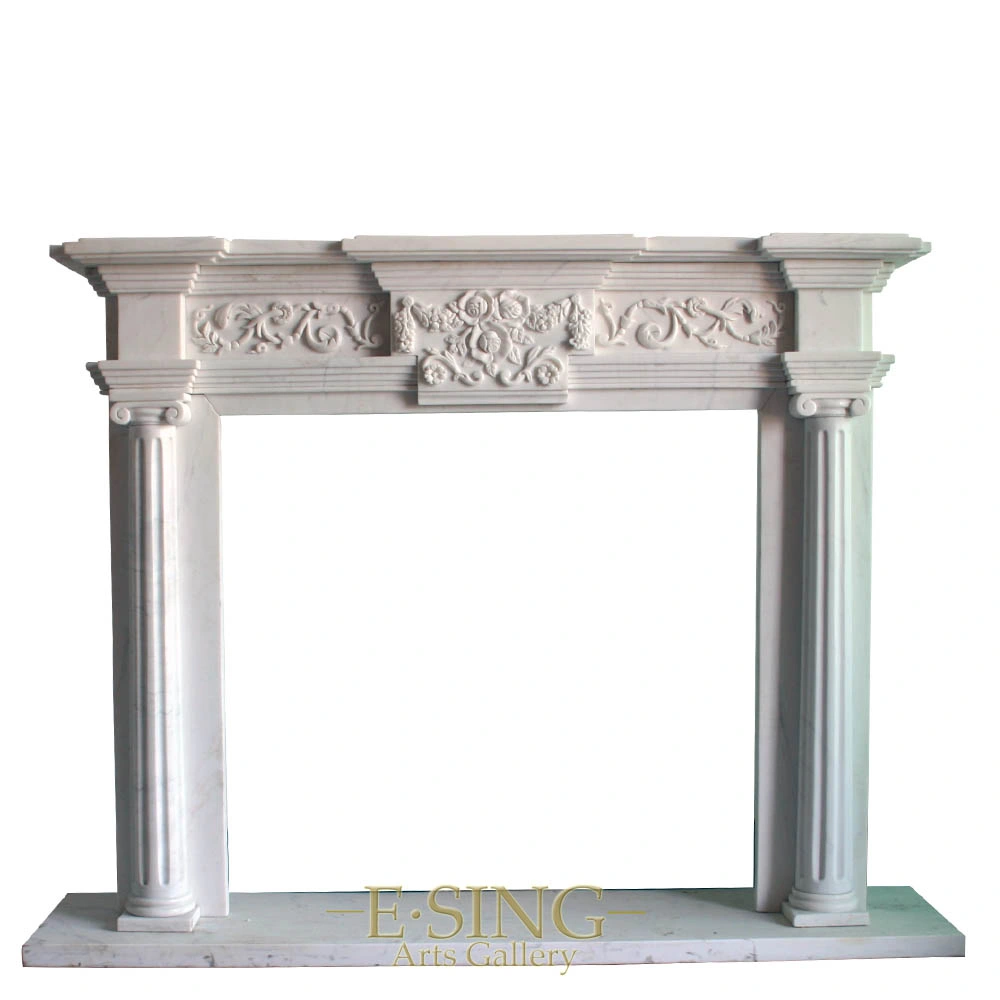Modern Design Fireplace with Decorative Flame Electric White Fireplace Mantel Surround Indoor
