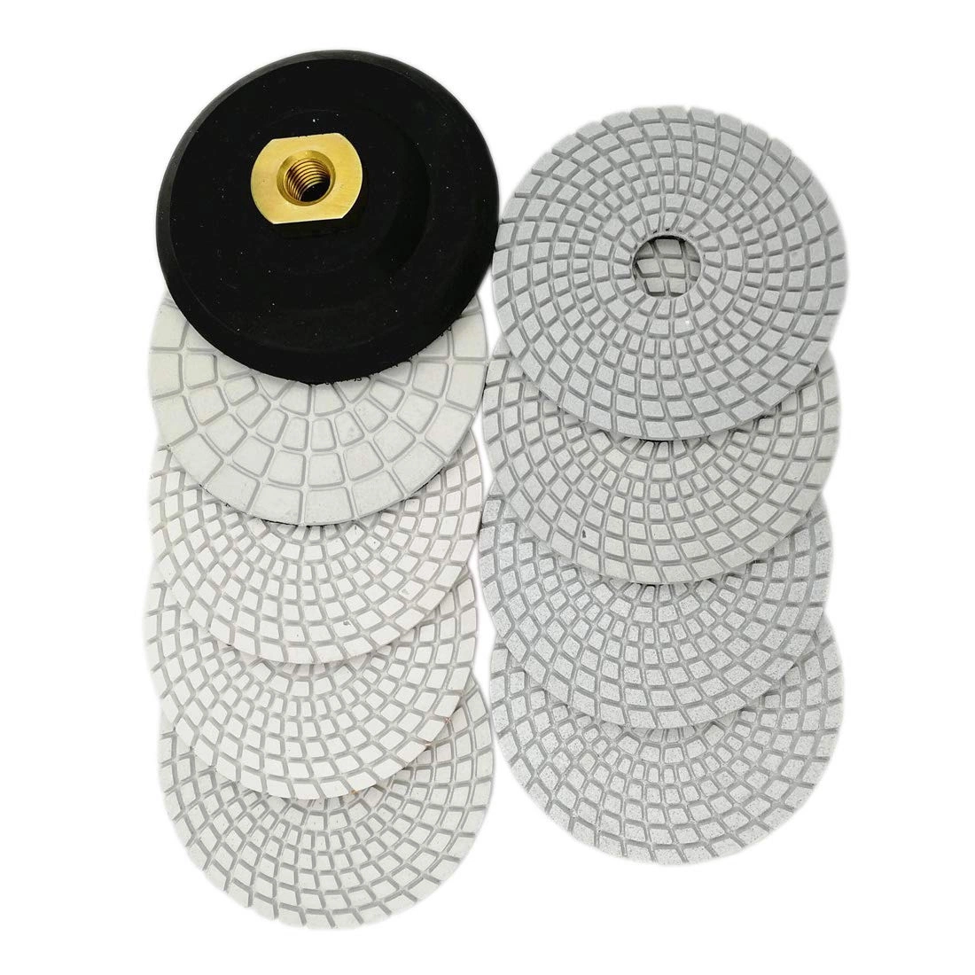 4 Inch Diamond Wet Polishing Pad Set of 7PCS Plus a Rubber Backer for Marble Granite Stone