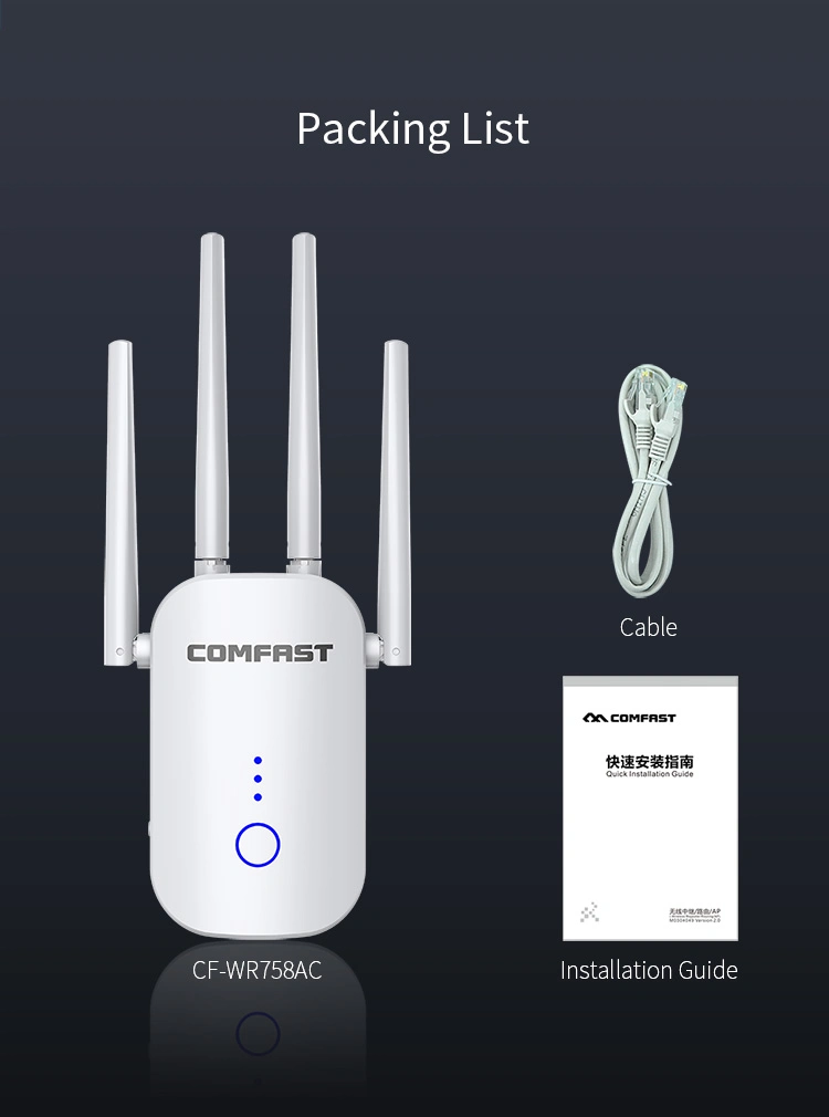 Comfast Dual Band 1200Mbps Wireless Repeater Range Extender 11ac WiFi Signalverstärker