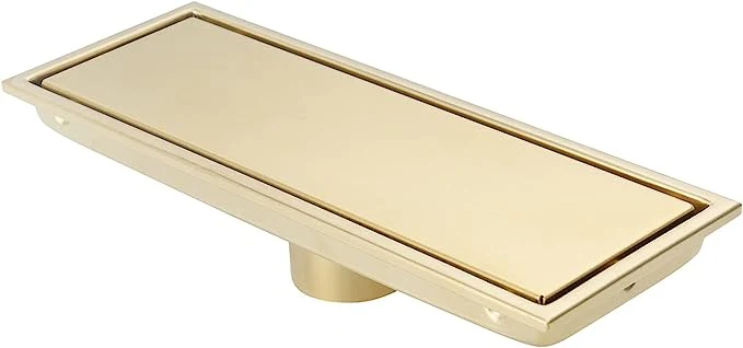 Gold with Drain Base Brushed 304 Stainless Steel Linear Shower Drain