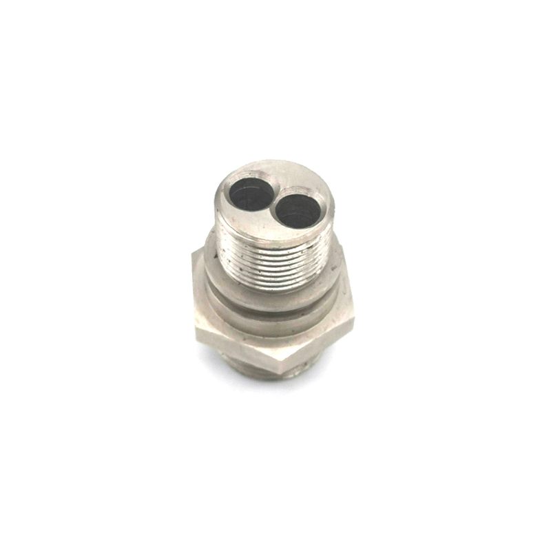 CNC Machining Parts Customized Two-Holes Metal Cable Gland Stainless Steel Plated Adaptor