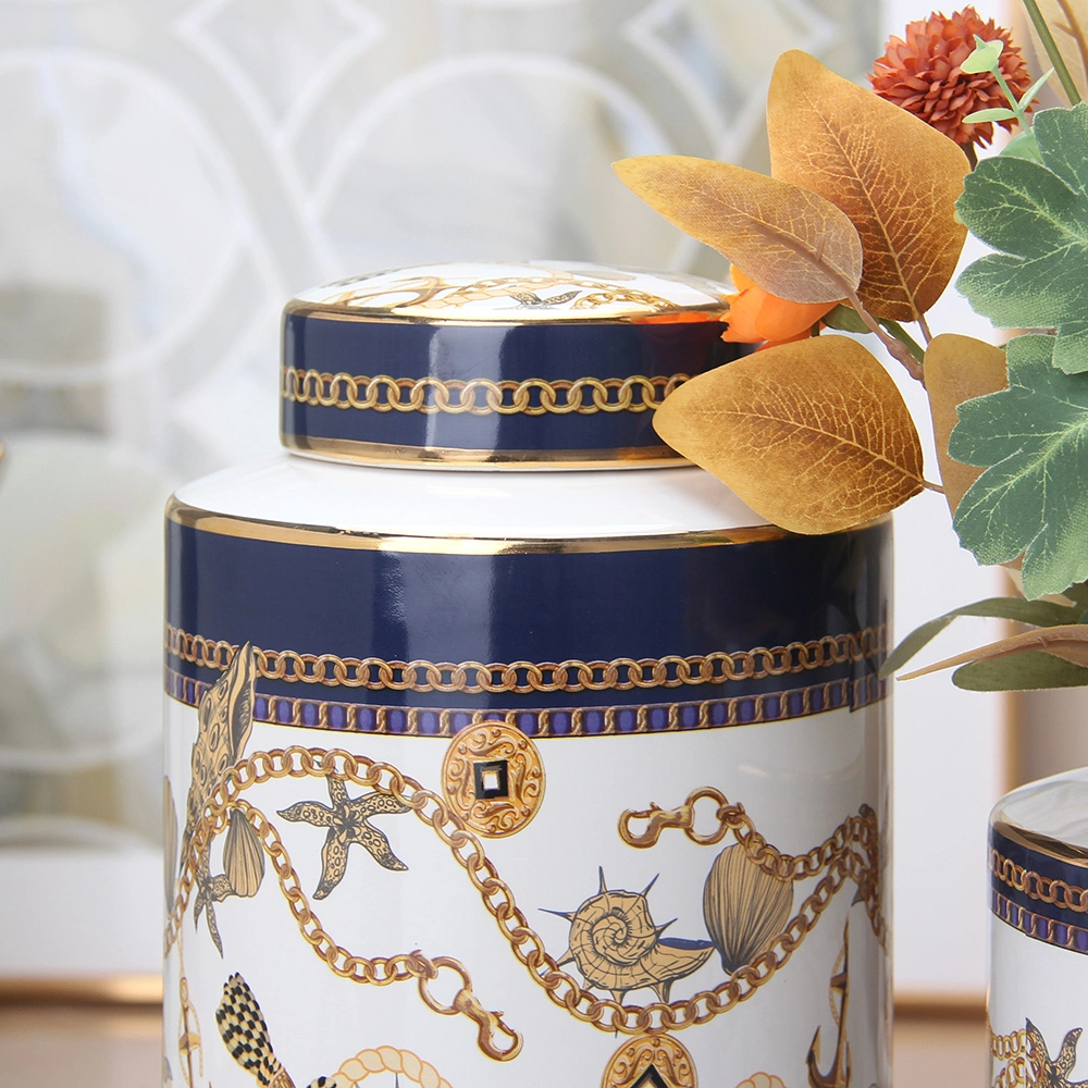 J223 High quality/High cost performance  Ceramic Flower Jar 10.6 Inch Home Decor Porcelain Storage Coffee Honey Jar Sets Inter Decoration for Hotel