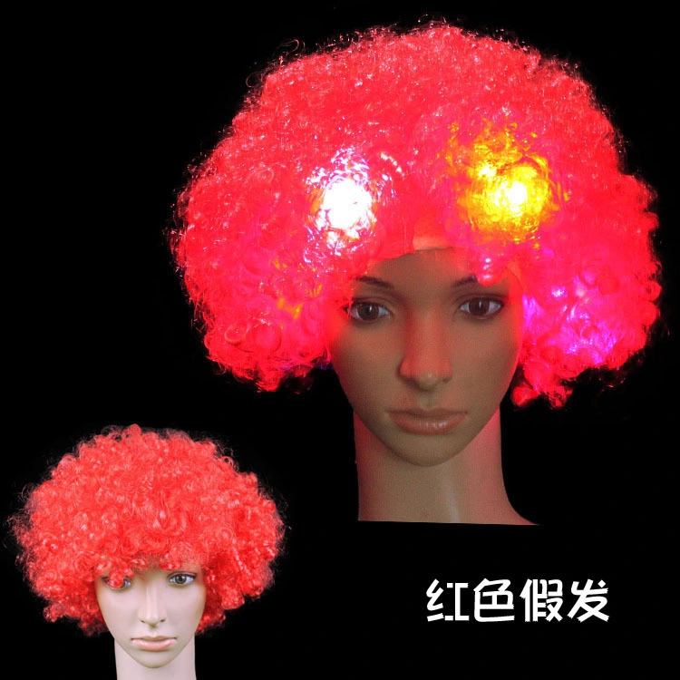 Light up Blue Afro Wig with Flashing LEDs