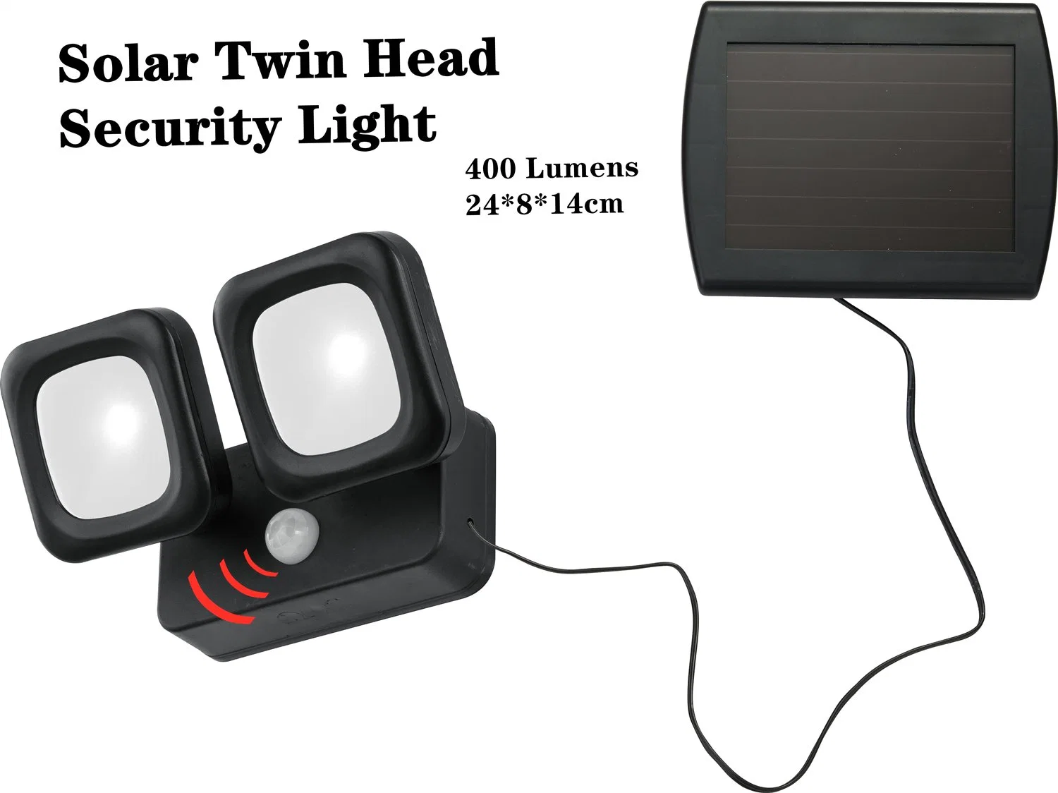 Dual Head Solar Security Sensor Light with PIR - 400 Lumens