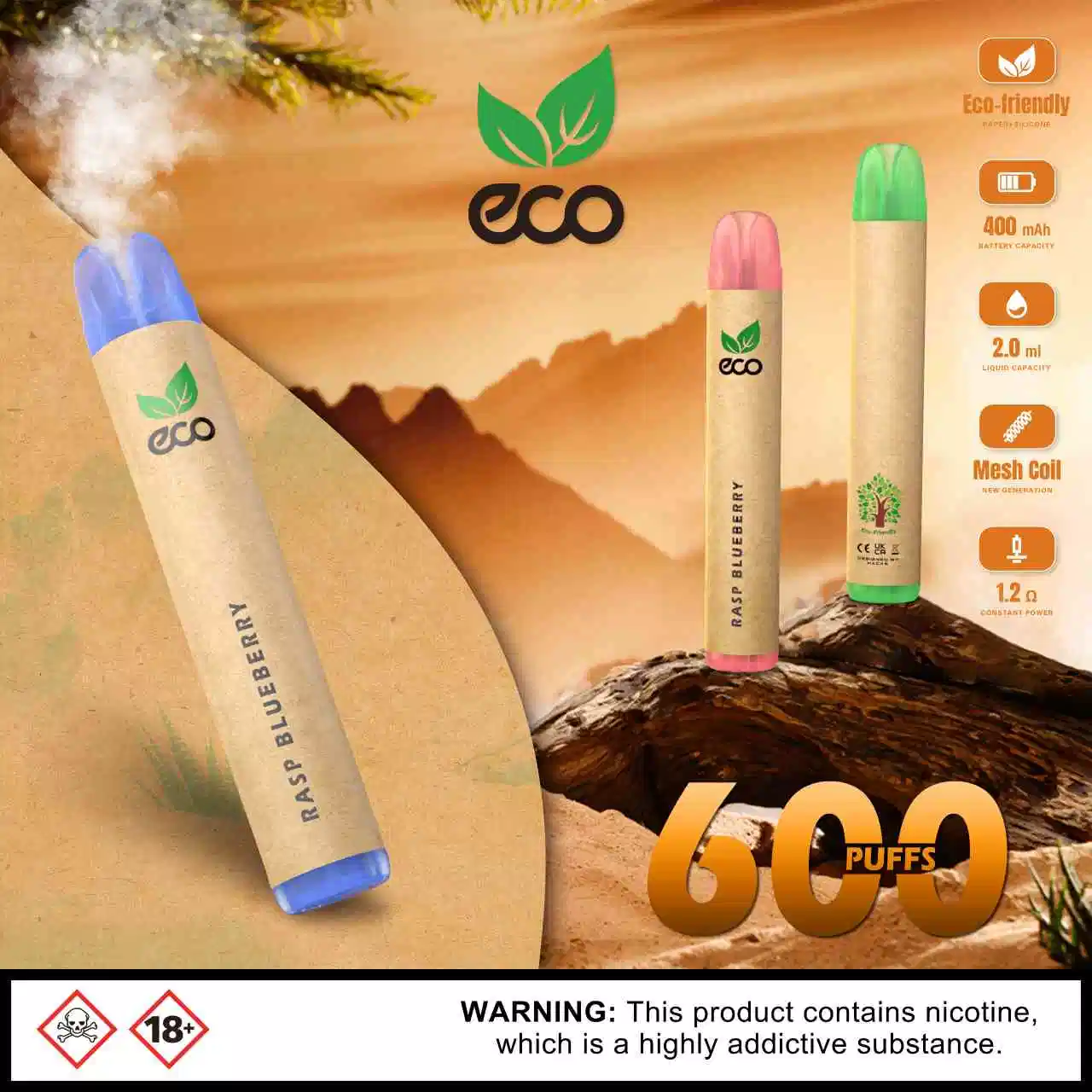 Tdc 600puff 420mAh 2ml Bar Wholesale/Supplier Vaporizador Desechable Disposable/Chargeable Custom Vaporizer Vape Pen for vape Environmentally Friendly