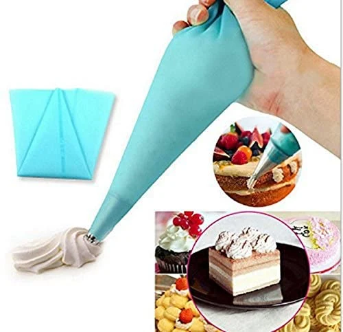 Silicone Pastry Bag Set, Blue Color Reusable Icing Piping Bag Baking Tool Cookie Cake Decorating Bag (Set of 4 Sizes) Esg12232