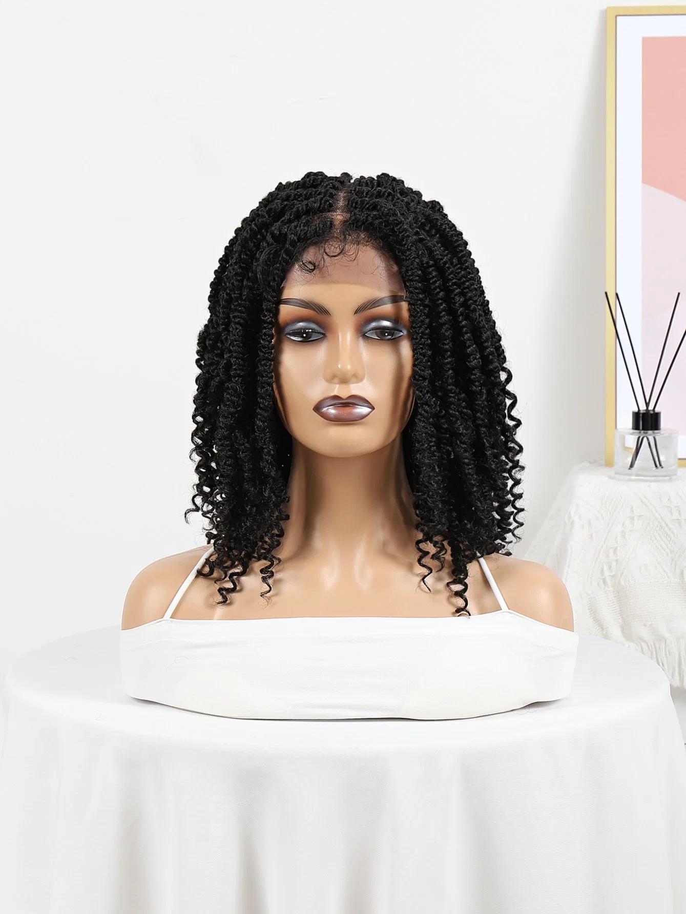 High quality/High cost performance French Curl Braiding Hair Wigs Glueless HD Lace Front Wigs for Black Women Braided Wig Bulk Wholesale/Supplier