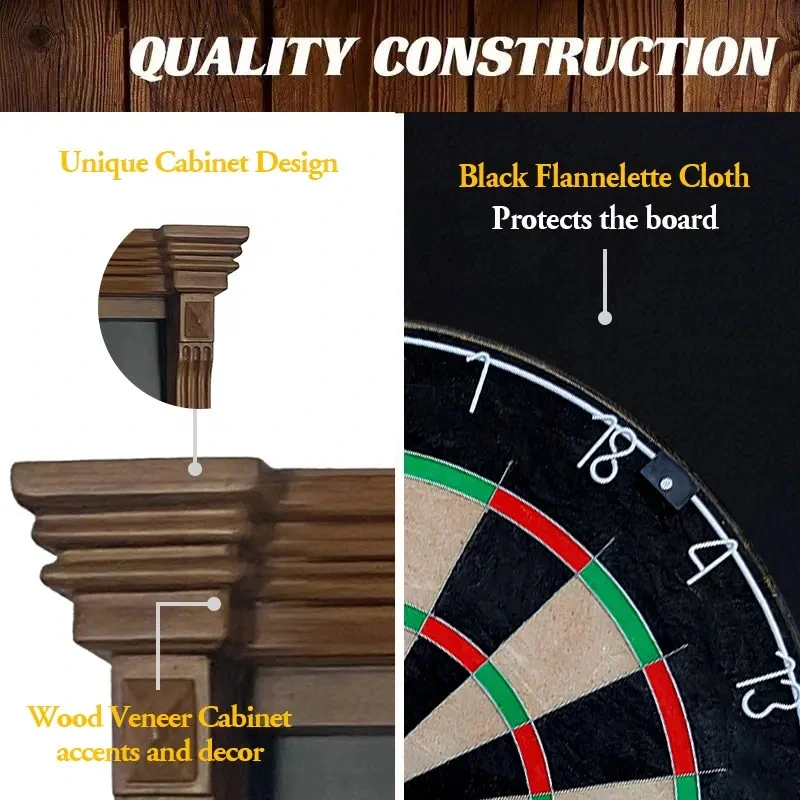 Factory Made Professional Bristle Wall Wood Protector Dartboard Cabinet