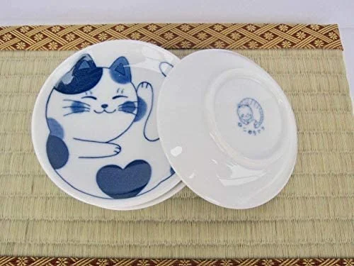 Japanische Kleine Teller Set Keramik Cute Cats Design Appetizer Dessert Sushi Sauce 3,94 X 0,8 Zoll Set von 4