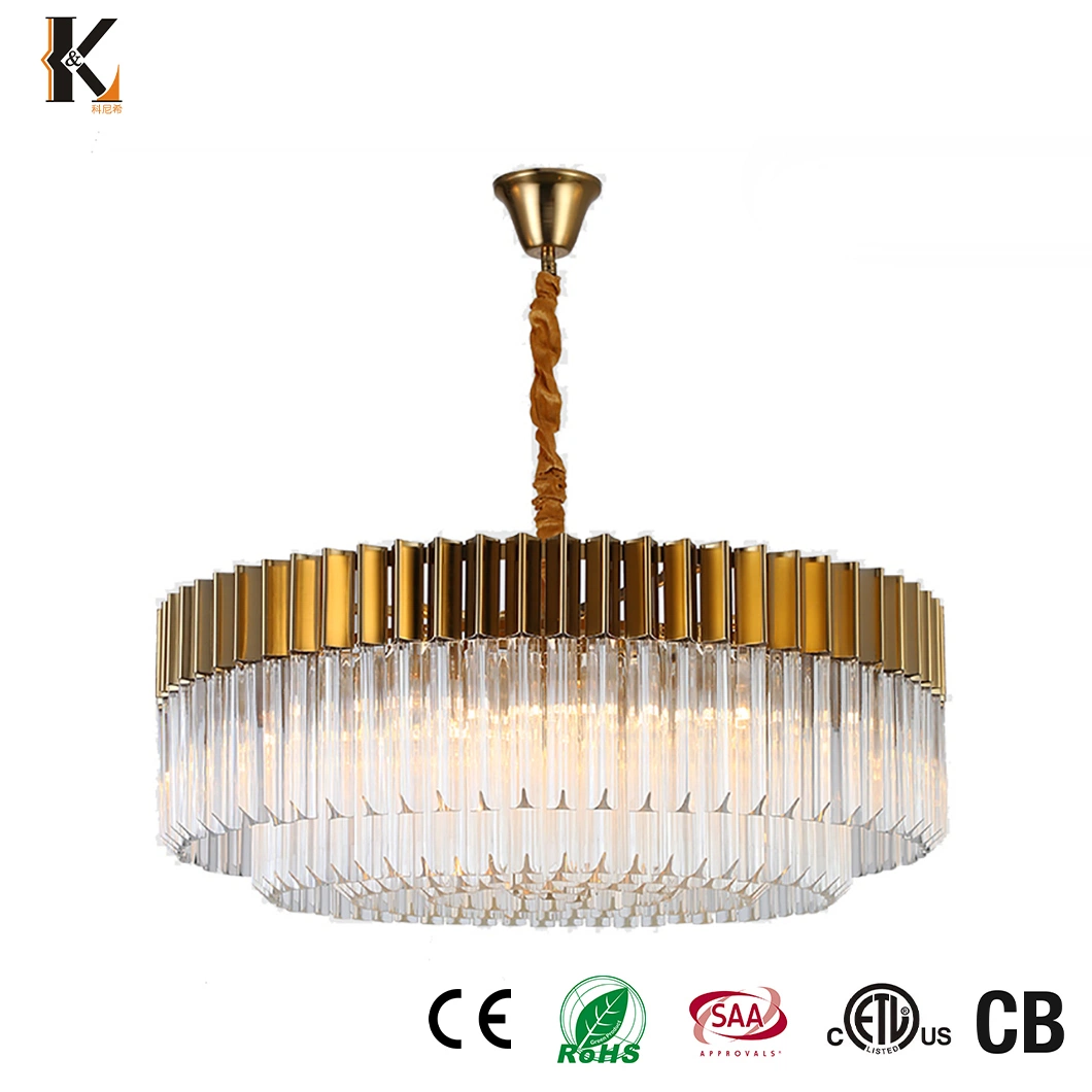 Konig China iluminación LED Luz Colgante de Cristal Nordic Hotel de lujo Lobbby colgante de acero inoxidable hierro dorado candelabro de cristal de la luz de lámpara colgante