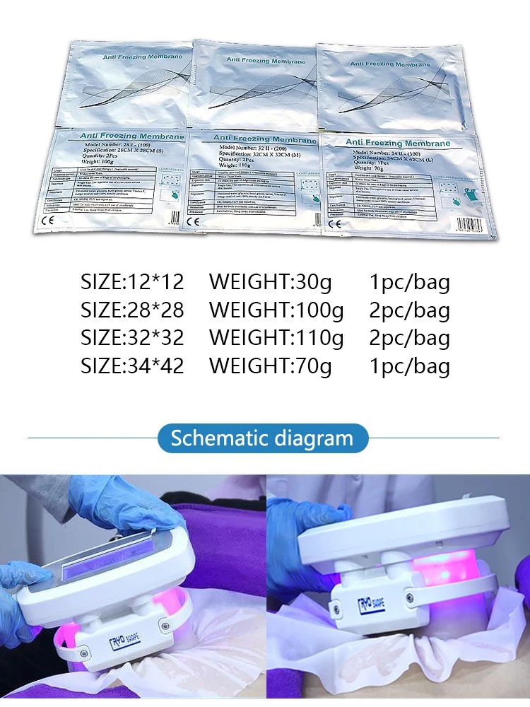 Membrane anti Gel Gel Fat congélateur TAMPONS DE PROTECTION 28 I pour la cryothérapie saigner Fat Gel Machine