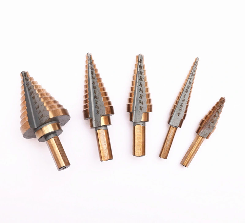 Step Drill Bit Set for Metal and Wood 6 Piece SAE, Spiral Grooved for Faster Drilling Titanium Coated