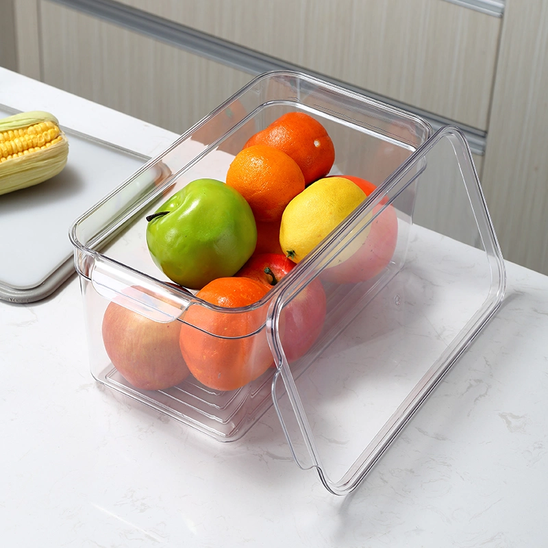 Kunststoff Küche Pantry Container mit Klappdeckel für Regale Schrank Leeren Sie Den Lagerbehälter Für Kühlschränke